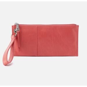 HOBO | Vida Coral Pink Clutch Wallet Wristlet Bag Zip Closure | 10"x5.25"